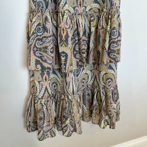 Love Sam Lined Sundress Maxi Small Print Blue Pick Green Flowing Adjustable - Picture 3 of 5